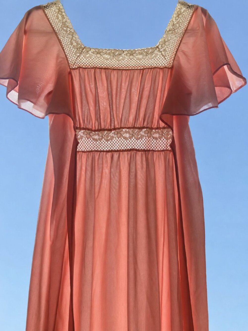 Vintage St. Michael Pink Lace Maxi Lounge Dress Nightgown Small